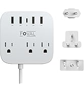 European Travel Plug Adapter, FOVAL EU UK US Power Strip with USB C and 4 USB Ports, 3 AC Outlets...