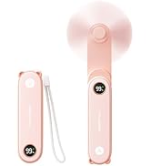 SWEETFULL Portable Handheld Mini Fan with LED Display, 3-in-1 Personal Foldable USB Rechargeable ...