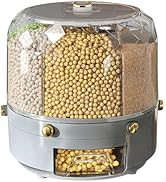 Natudeco Grain Storage Container Rotatable Rice Dispenser Box 6 Grid Grain Dispenser 360 Degree R...