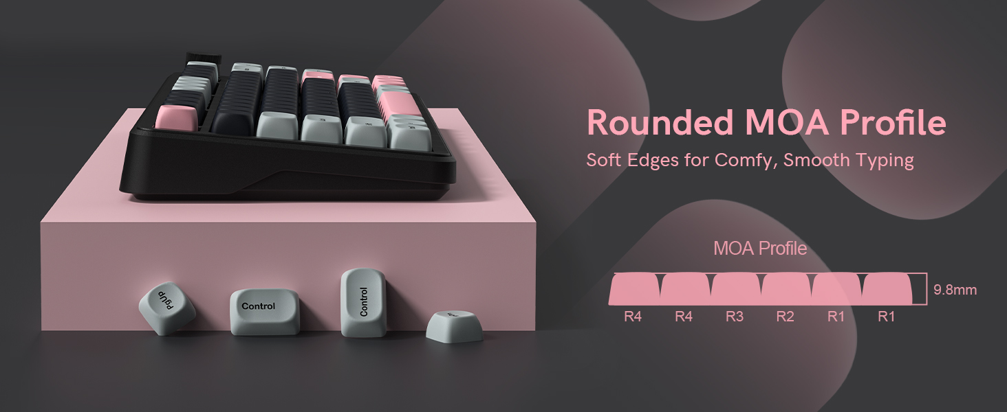 rounded MOA profile keycap set with soft, curved edges