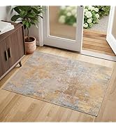 Entryway Rug 2x3 Beige Gold Door Mat Indoor Entrance 24x36, Washable Small Throw Rugs for Kitchen...