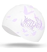 WATERTIME Mermaid Series Professional Silicone Swimming Cap: Enlarged Design for Long Hair, No He...