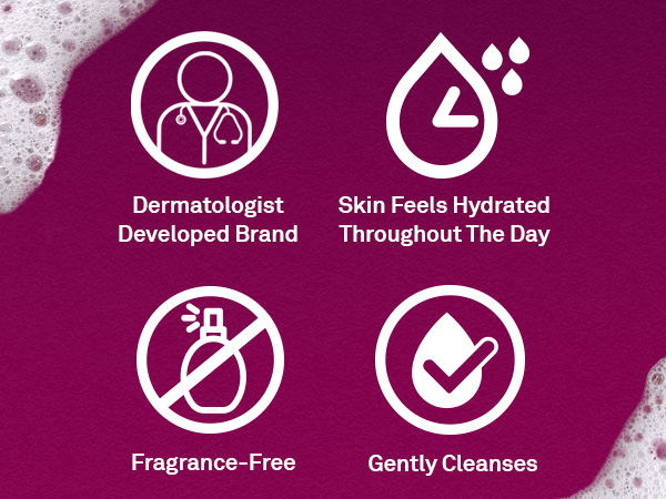 Dermatologist developed, fragrance-free Lubriderm wash gently cleanses &amp; keeps skin feeling hydrated