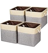 Univivi 13x13 Storage Cubes Collapsible Storage Bins Basket [4-Pack] with Strong Handles Grey Fab...