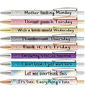 PASISIBICK 9 Pieces Funny Daily Ballpoint Pens Swear Word Weekend Set, Comfortable Writing with B...