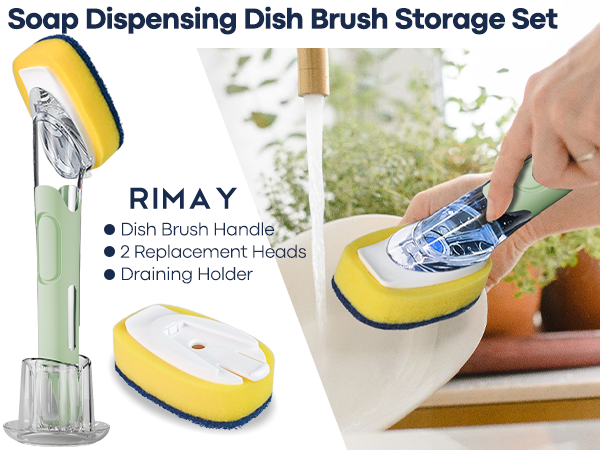 dish scrubber with soap dispenser