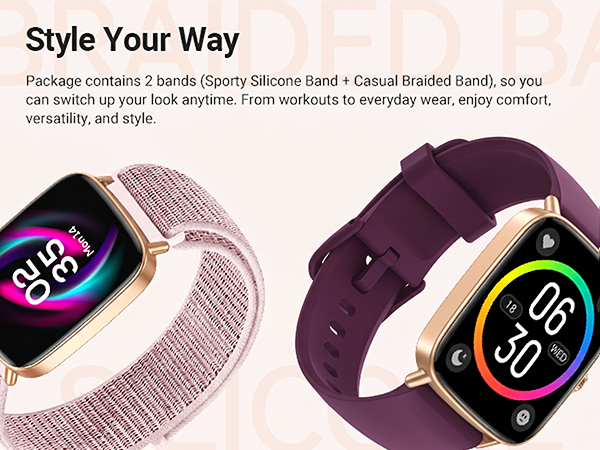 fitness watch for men with 2 bands