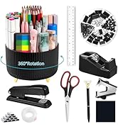 Office Supplies,Desk Accessories,with Stapler,Tape Dispenser,Staple Remover,Scissor,Ballpoint Pen...