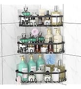 STEUGO Corner Shower Caddy, Shower Organizer Corner Shower Shelf with 12 Hooks,3-Pack Adhesive St...