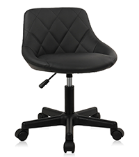 KLASIKA Low Back Rolling Stool PU Leather Vanity Stools, Adjustable Height Ergonomic Swivel Rolling ...