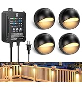 Low Voltage LED Deck Lights Kit with Transformer, Dusk-to-Dawn Outdoor Step Lights Waterproof IP6...