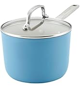 KitchenAid Hard Anodized Ceramic Nonstick Cookware Sauce Pan with Lid, 3 Quart, Blue Velvet