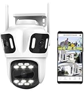 9MP Triple Lens Wireless Outdoor Security Camera, Three Cameras in One, 360° Pan/Tilt, No Blind S...