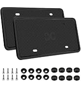 XCLPF Silicone Black License Plate Frame Covers 2 Pack- Front and Back Car Plate Bracket Holders....