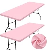 homing 2 Pack Rectangle Table Cloth, Elastic Fitted Fabric Tablecloth Fits for 6 Foot Folding Tab...