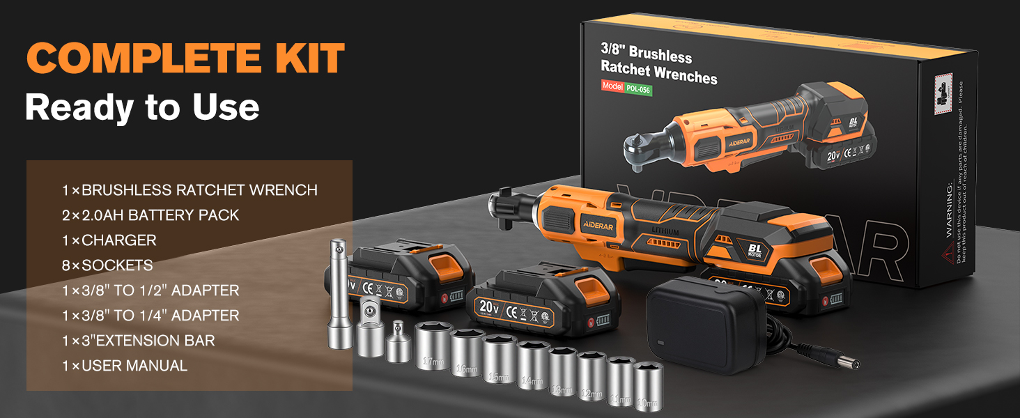 Cordless Ratchet Wrench: 58Ft-lbs Electric Ratchet, 6&amp;amp;#39;&amp;amp;#39; Extended Neck