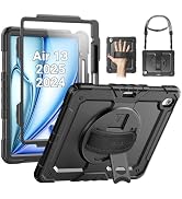 SEYMAC for iPad Air 13 Inch Case M3 2025/ M2 2024, Heavy Duty Shockproof Protective Case with Scr...