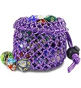 Chainmail D&amp;D Dice Bag for Dungeons and Dragons Drawstring Stainless Steel Dice Bag Dice Set by Y...
