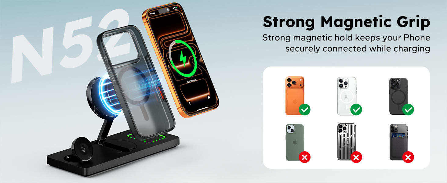 strong magnetic 3in1 charger stand