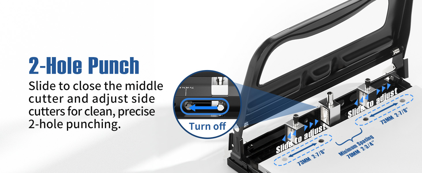 XOOL 3 Hole Punch, Heavy Duty Metal Hole Puncher for 2 or 3 Holes