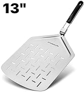 KitchenStar Perforated Stainless Steel Pizza Peel with Folding Handle (13 x 16.5 Inches) for Oven...