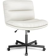 YOMT Comfortable Armless Office Desk Chair with Thickened Double Cushion, Mid-Back Ergonomic PU L...