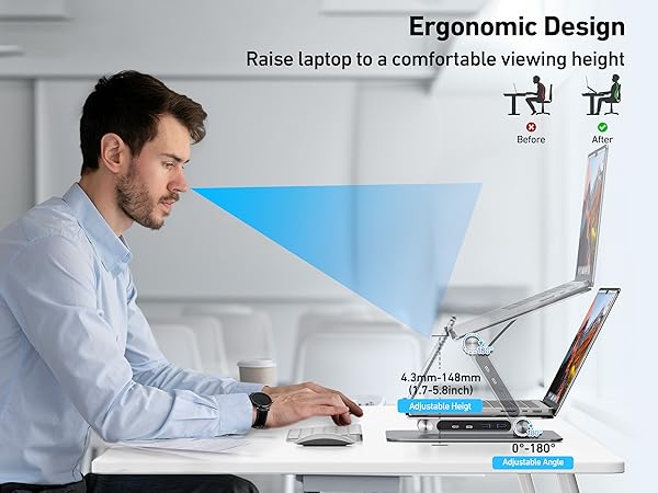 BENFEI Laptop Stand with USB C 7in1 Docking Station