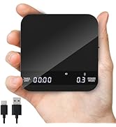 Coffee Scale with Timer, Rechargeable Mini Espresso Scale, 2kg/0.1g Accurate Scale for Espresso a...