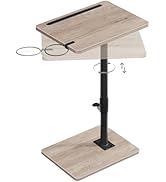 HOOBRO TV Tray Table, 360° Swivel Side Table Sofa Armrest Tray for Couch, Height Adjustable C Sha...