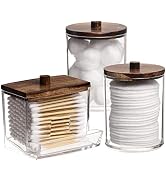Tbestmax Qtips Holder Bathroom Container, 10/7 OZ Cotton Ball/Swabs Dispenser, Apothecary Jar Org...