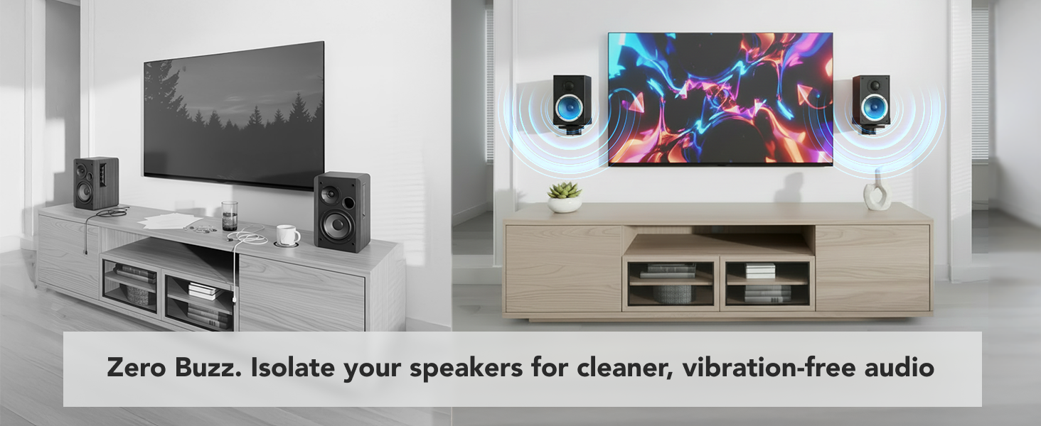 Speaker mount design reducing vibration for cleaner, buzz-free audio performance.