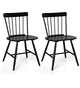 Giantex Windsor Dining Chairs Set of 2, Farmhouse Kitchen Chairs w/Rubber Wood Frame, Elegant Hol...