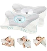 OLIXIS Cervical Neck Pillow for Pain Relief, Ergonomic Memory Foam Pillows for Sleeping, Cooling ...