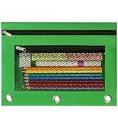 INNOIO Binder Pockets, 3 Ring Binder Pencil Pouch (Green)