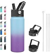 BJPKPK Insulated Water Bottles with Straw Lid, 22oz Cold &amp; Hot Water Bottle, Stainless Steel Meta...