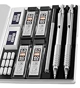 Nicpro 2 PCS Mechanical Pencils 0.5mm &amp; 0.7 mm with Case, MP1000 Metal Artist Pencil Set with 4 T...