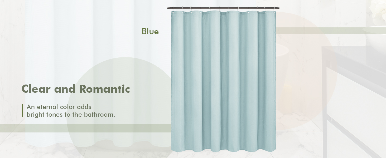 blue embossed shower curtain liner with magnets