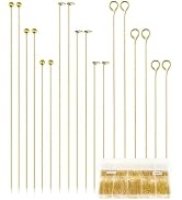 FIVEIZERO 900 PCS Eye Pins and Flat Head Pins for Jewelry Making, Metal Eyepins, Headpins &amp; Ball ...