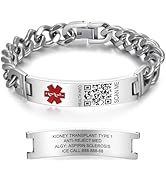 Theluckytag Upgraded Medical Bracelets with QR Code for Women Men Medical Alert Id Bracelet - Ste...