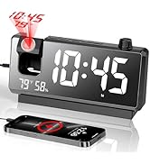 Projection Alarm Clocks for Bedrooms - 2025 New Alarm Clock with 180° Rotatable - Digital Clock w...