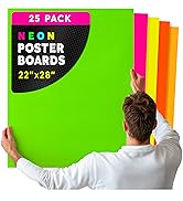 Hygloss Neon Poster Board - 22x28-Inch Fluorescent Double-Sided Color Cardstock Paper - 25 Sheets...