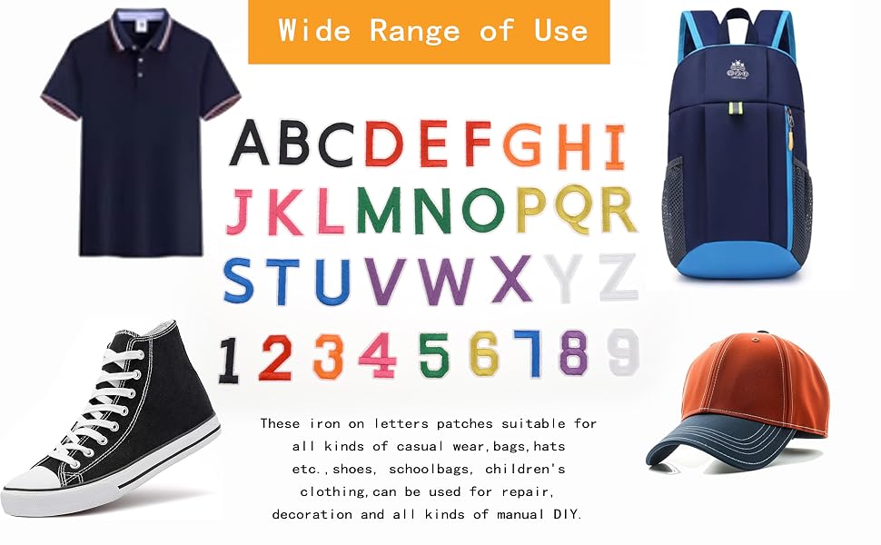Iron on Letter and Numbers Patches 72 Pieces