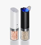 FORLIM USB Rechargeable Salt and pepper grinder set,with Integrated Dust Cover, Gravity-Operated ...