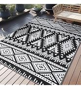 OLANLY Outdoor Rug Waterproof 5x8 ft, Reversible Outdoor Plastic Straw Rug, Boho Patio Rug, Indoo...
