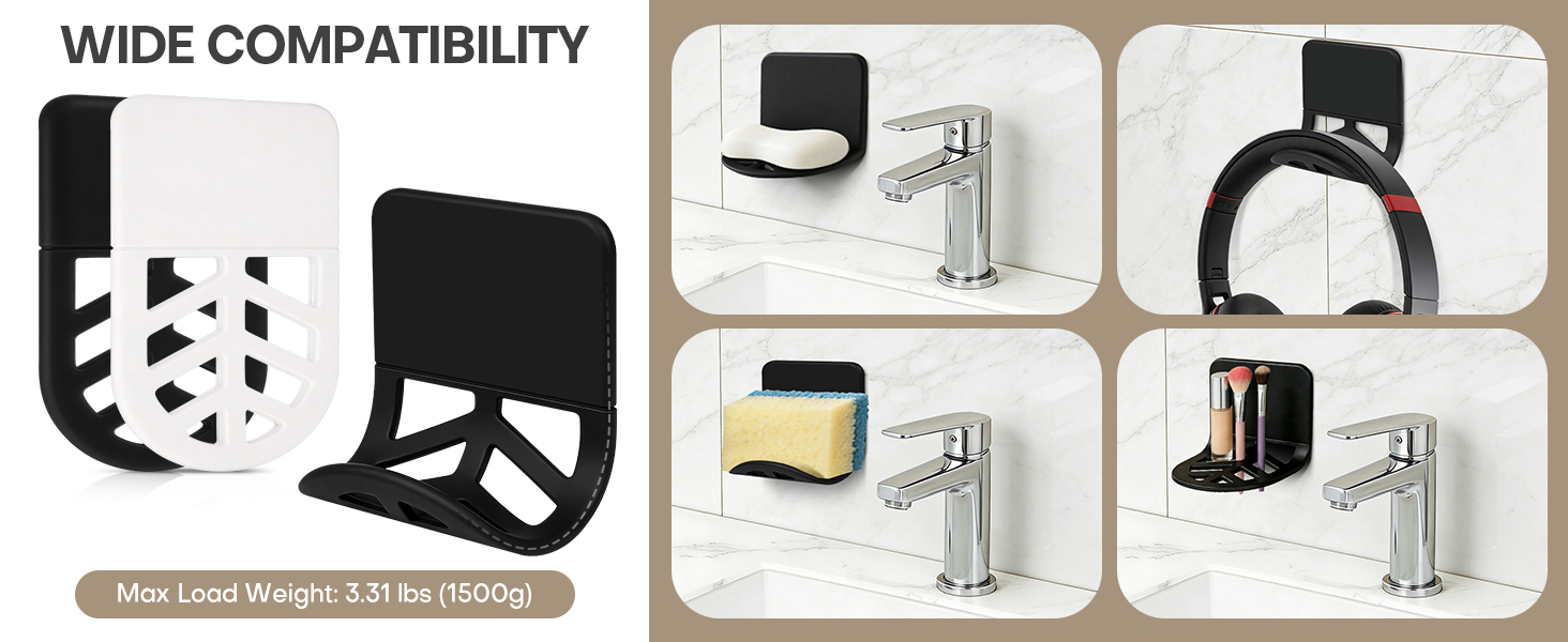 headset hook, earphone holder, desk organizer, kitchen sponge holder,
