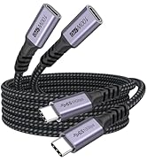 USB C Extension Cable 6ft 2 Pack, 10Gbps Data Transfer/4K@60Hz Video/100W Charging Full Function ...