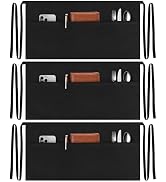 NLUS 3 Pack Server Aprons with 3 Pockets, Water Oil Stain Resistant Waitress Waiter Apron Black W...