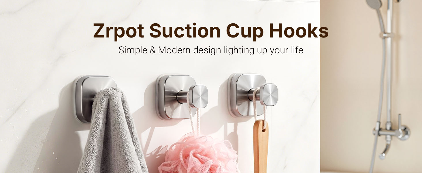 Suction Cup Hooks for Towel Robe Shower Bathroom Kitchen Glass Window Door