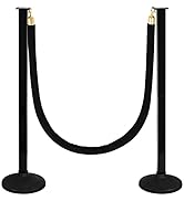 2 Pack Stanchions Post with Velvet Rope, Crowd Control Stanchions, Queue Pole for for Movie Theat...