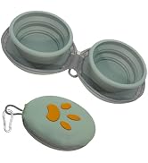 Collapsible Dog Bowls, 2-in-1 Silicone Pet Food and Water Bowl with Carabiner, Portable Double Co...